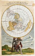 1715 Planisphere World Map Azimutal Equidistante Terra Plana Impressão Artística 10x16, usado comprar usado  Enviando para Brazil