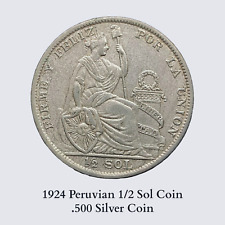Moneda de plata peruana .500 del mundo de 1/2 sol Perú 1924 #6 segunda mano  Embacar hacia Argentina