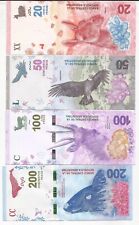 Usado, Argentina 20 50 100 200 pesos 4 Piezas Set Nuevo, Billetes de 2016-2019 segunda mano  Argentina 
