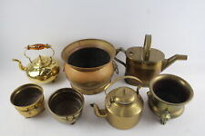 Used, Vintage Brass Kettles Wine Cooler Measuring Bowls Vase Decorative x 7 6209g for sale  Shipping to South Africa