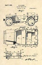 Vintage Willys Jeep Impressão Artística Patente dos EUA - Antigo Exército Veterano - 242 comprar usado  Enviando para Brazil