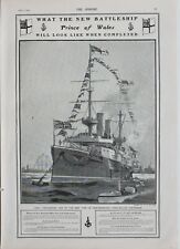 1902 PRINT NEW BATTLESHIP HMS VENGEANCE HIGH FREEBOARD STEEL WALLED for sale  Shipping to South Africa
