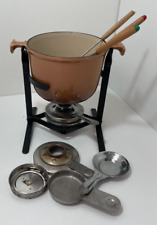 Le Creuset Fondue Set in Brown with Burners and 3 Forks., used for sale  Shipping to South Africa