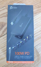 Super carregador j5create 100W PD USB-C com 6 conectores DC preto JUP2290DC comprar usado  Enviando para Brazil