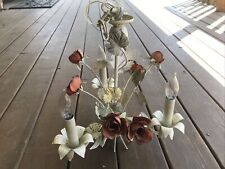 Lámpara colgante floral vintage de 3 luces rosa y vela segunda mano  Embacar hacia Mexico