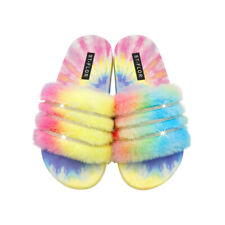 Chinelo Feminino Fuzzy Furry Strass Chinelo Chinelo de Pele Sintética Sapatos Slide comprar usado  Enviando para Brazil
