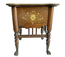 Oak Parlor Table with Claw Feet, Glass Ball, Design and Studded Accent Brown, used for sale  Shipping to South Africa