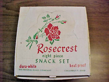 Conjunto de lanches vintage Federal Glass Rosecrest 8 peças (4 pratos e 4 xícaras), usado comprar usado  Enviando para Brazil
