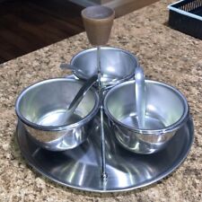 Used, Vintage Mid-Century Modern Condiment Server Wood & Stainless W/Spoons/ With Tray for sale  Shipping to South Africa