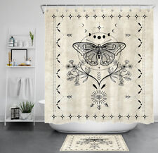 Juegos de cortinas de ducha estilo boho de 71" vintage flor mariposa para decoración de baño segunda mano  Embacar hacia Argentina