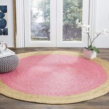 Tapete de juta boêmio tecido à mão borda natural com cor rosa claro área redonda para comprar usado  Enviando para Brazil