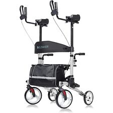 ELENKER Upright Walker Stand Up Folding Rollator 10” Front Wheels Backrest Seat for sale  Shipping to South Africa