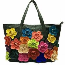 Bolsa de mão/bolsa de ombro de couro de carneiro adornada com flores de couro 3D tamanho comprar usado  Enviando para Brazil