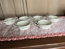 Set Of 6 Noritake Shenandoah Ivory Bone China Yellow Pink Floral Rim Soup Cups for sale  Shipping to South Africa