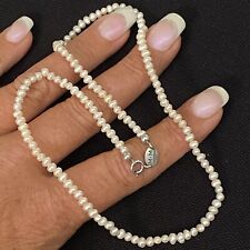 LOVELY ESTATE SIGNED ITALIAN STERLING SILVER 4mm PEARL NECKLACE 16” ￼LONG for sale  Shipping to South Africa