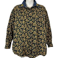 Camisa Lemon Grass Vintage Feminina Estampa de Girassol Bordada com Botões Tamanho P, usado comprar usado  Enviando para Brazil