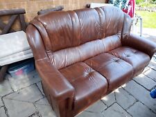 Seater brown leather for sale  NOTTINGHAM