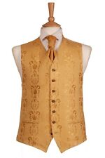 Mens Gold Waistcoat Wedding Vest Formal Waiters Work Hotel Bar Fancy Dress Royal for sale  Shipping to South Africa
