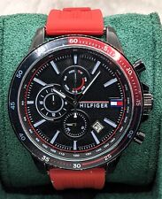 Impresionante reloj de pulsera Tommy Hilfiger cronógrafo esfera negra correa de goma cuarzo para hombre segunda mano  Embacar hacia Argentina