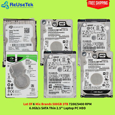 Lot Of 6 Mix Brands 500GB 3TB 7200/5400 RPM 6.0Gb/s SATA Thin 2.5" Laptop PC HDD for sale  Shipping to South Africa