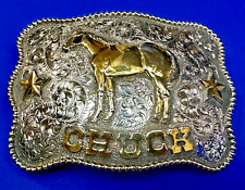 Mandril Horse Trophy personalizado prata esterlina e ouro 14K com 24K G.P. Fivela de cinto comprar usado  Enviando para Brazil