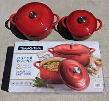 Forno holandês de ferro fundido esmaltado Tramontina, pacote com 2 - Vermelho - **Leia a DESCRIÇÃO** comprar usado  Enviando para Brazil