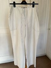 Vintage Fenn Wright Manson Silk Trousers Off White/Hint of Blue Size 14 Wide Leg for sale  LONDON