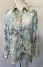 CHICOS Womens Button TOP Long Tab Sleeve Mint GREEN Gray Size 2 (L/12) for sale  Shipping to South Africa
