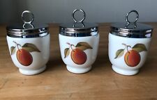 3 x Vintage Royal Worcester Egg Coddlers EVESHAM Plum Peach Berries ~ King size for sale  Shipping to South Africa