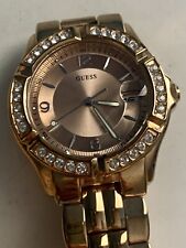 Relógio feminino Guess tom dourado cristal strass detalhes resistente à água comprar usado  Enviando para Brazil