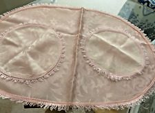 VINTAGE PINK SATIN DAMASK DRESSING TABLE SET~FLORAL WITH BRAID EDGE~ 15" x 10" for sale  Shipping to South Africa