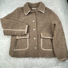 Soft Surrounding Margarete Sherpa Snap Button Jacket Brown Womens Medium Petite for sale  Shipping to South Africa