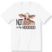Not in the Mood Funny Heifer Men's Ladies Kids Adult T-shirt Cow Lovers Gift Top, used for sale  Shipping to South Africa