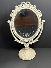 Espejo de tocador de metal estilo victoriano giratorio de vidrio grabado decoración de dormitorio baño segunda mano  Embacar hacia Argentina