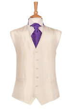 Mens Ivory Waistcoat Wedding Vest Formal Waiters Work Hotel Fancy Dress Cream UK for sale  Shipping to South Africa