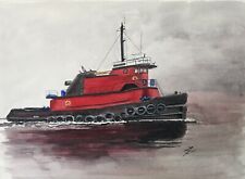 Watercolor painting tugboat for sale  Redmond
