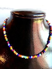 seed bead choker necklace Colourful MIX 15" & SP extender chain Vsco love beads for sale  WOODBRIDGE