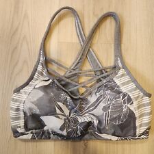 Athleta Sports Bra Womens Medium Gray Floral Cage Padded Cross Back Gym Workout for sale  Shipping to South Africa