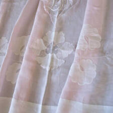 Sábana de cama antigua Palest rosa transparente de 108" bordado a mano flores aplicadas segunda mano  Embacar hacia Argentina