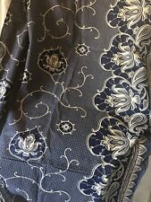 Antigua tela de algodón con estampado de borde de panal floral de principios de 1900 vinado ~ azul oscuro segunda mano  Embacar hacia Argentina