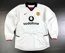 CAMISETA MANCHESTER UNITED 2002 2003 VISITANTE CAMISETA MANGA LARGA NIKE talla M HOMBRE BLANCA segunda mano  Embacar hacia Argentina