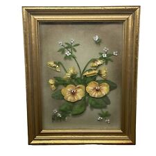 Edmond J. Nogar Reverse Oil Painted Art Layered Plate Glass Pansies Signed COA for sale  Shipping to South Africa