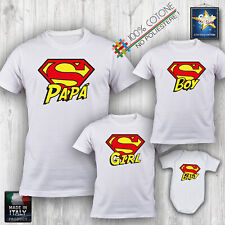 T-shirt maglietta SUPERMAN festa del PAPA' regalo Idea Regalo BIMBO PAPA' UGUALI usato  Viu