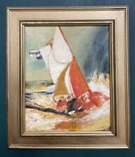 Original Mid Century Modernist Seascape Oil On Board Painting, used for sale  Shipping to South Africa