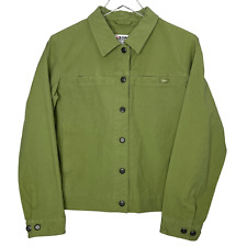 Jaqueta de lona elástica verde Sorel feminina tamanho médio botão de pressão gola frontal, usado comprar usado  Enviando para Brazil