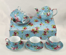 Used, Country Caner?  Blue Pink Floral Teaset Porcelain Boxed 6 Places Teapot Childs? for sale  Shipping to South Africa