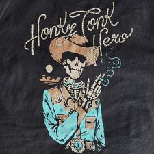 Camiseta Gráfica Média Preta Ferro e Resina Honky Tonk Herói Esqueleto de Cowboy Fumar comprar usado  Enviando para Brazil