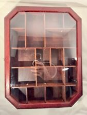 Wall Glass Display Case Wood Curio Cabinet Knick Knack Shadow Box Shelf Hexagon for sale  Shipping to South Africa