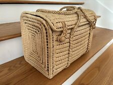 Picnic Woven Basket Wicker Storage Bag Handle Folded Fruit Shopping Food 15x8x10 for sale  Shipping to South Africa