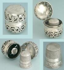 Used, Antique Sterling Silver Chatelaine Case w/ Thimble * Foster & Bailey *Circa 1890 for sale  Midlothian